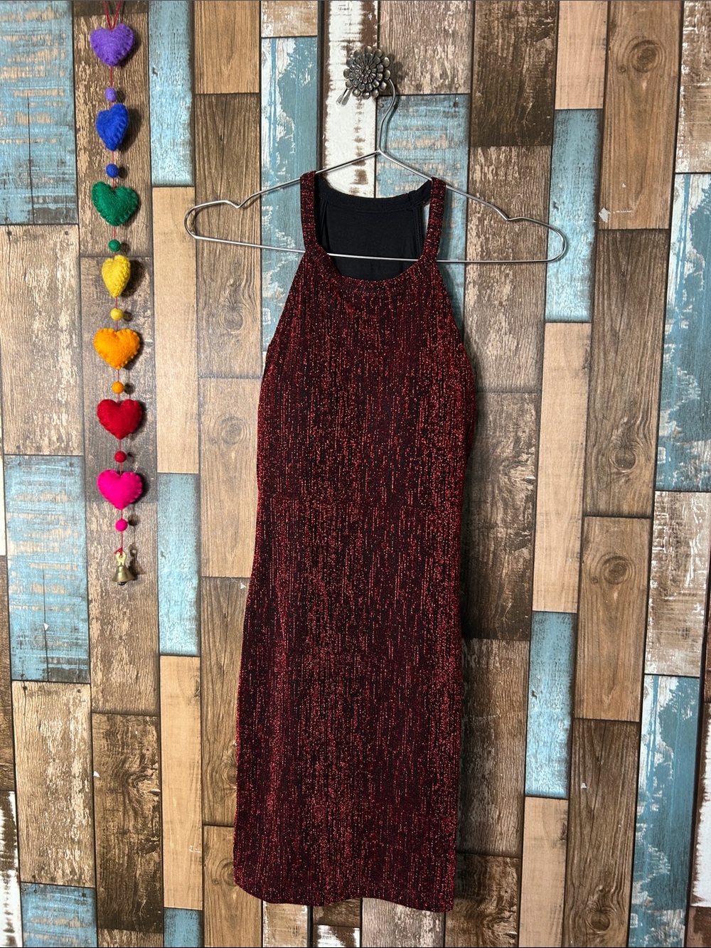 Sparkle Halter Midi Dress in Burgundy